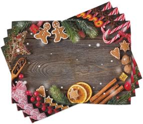 img 4 attached to 🎄 Gingerbread Christmas Placemats in Multicolor by Ambesonne