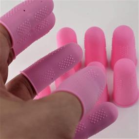 img 1 attached to Silicone Finger Protectors [Flex Series - 12-Pack] - Non-Stick Covers [Pink] for Hot Glue, Sewing, Wax, Rosin, Resin, Honey, Adhesives, and Scrapbooking