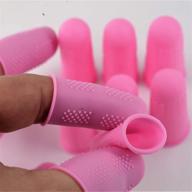 silicone finger protectors [flex series - 12-pack] - non-stick covers [pink] for hot glue, sewing, wax, rosin, resin, honey, adhesives, and scrapbooking logo