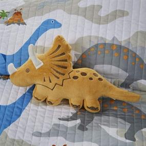 img 2 attached to 🦖 Mi Zone Kids Little Foot Full/Queen Bedding Sets - Boys Quilt Set in Grey, Blue, Orange with Dinosaur Theme – 4 Piece Kids Quilt for Boys – Quilt Sets with Cotton Filling and Ultra Soft Microfiber Coverlet