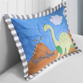 img 1 attached to 🦖 Mi Zone Kids Little Foot Full/Queen Bedding Sets - Boys Quilt Set in Grey, Blue, Orange with Dinosaur Theme – 4 Piece Kids Quilt for Boys – Quilt Sets with Cotton Filling and Ultra Soft Microfiber Coverlet