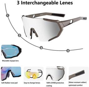 img 3 attached to BangLong Cycling Polarized Sports Sunglasses: Ultimate Eyewear for Men and 🚴 Women with 3 Interchangeable Lens - Ideal for Sports, Golf, Baseball, Running