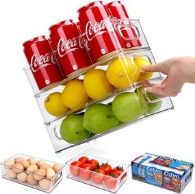 img 4 attached to Set of 6 Clear Plastic Refrigerator Organizer Bins for Kitchen Organization and Storage - Stackable Food Storage Containers for Pantry Cabinet