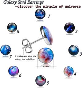 img 1 attached to Thunaraz 8 Pairs Unisex Stainless Steel Stud Earrings: Stellar Galaxy Astronomy Jewelry for Girls and Boys