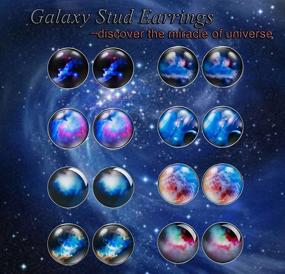 img 3 attached to Thunaraz 8 Pairs Unisex Stainless Steel Stud Earrings: Stellar Galaxy Astronomy Jewelry for Girls and Boys