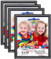 ink black 8x10 (20x25 cm) picture frames, 4 pack - contemporary photo frames from icona bay, melody collection picture frame set логотип