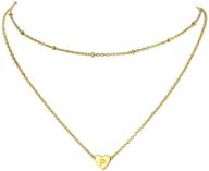 prosteel heart initial choker layered necklaces for women and teen girls - shiny, lightweight & adjustable in length - 316l stainless steel, 18k gold plated - gift box included logo