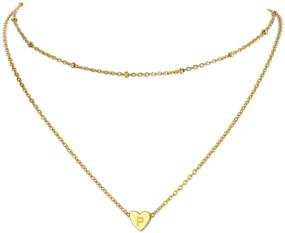 img 4 attached to PROSTEEL Heart Initial Choker Layered Necklaces for Women and Teen Girls - Shiny, Lightweight & Adjustable in Length - 316L Stainless Steel, 18K Gold Plated - Gift Box Included