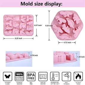 img 3 attached to 🧼 Silicone Soap Molds - Gummy Candy, Chocolate, Jello - Silicone Mold for Soap Making Supplies, Children's Room and Birthday Cake Decoration - Mermaid Tails, Dinosaur Molds Casting (Pink, Set of 2)