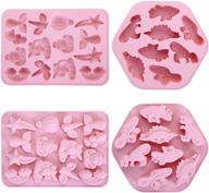 🧼 silicone soap molds - gummy candy, chocolate, jello - silicone mold for soap making supplies, children's room and birthday cake decoration - mermaid tails, dinosaur molds casting (pink, set of 2) logo