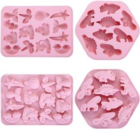 img 4 attached to 🧼 Silicone Soap Molds - Gummy Candy, Chocolate, Jello - Silicone Mold for Soap Making Supplies, Children's Room and Birthday Cake Decoration - Mermaid Tails, Dinosaur Molds Casting (Pink, Set of 2)