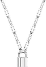 img 4 attached to 📎 Stylish 14K Gold Plated Paperclip Lock Necklace - Non-Tarnish Jewelry for Women & Girls