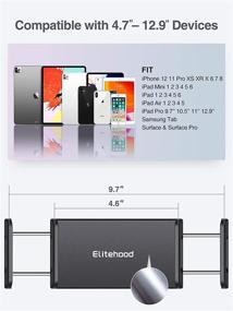img 3 attached to 📱 EliteHood Metal iPad Tripod Stand - Adjustable Floor Stand for iPhone iPad Pro 12.9, 11, iPad Air, Mini, Kindle, and More - Black