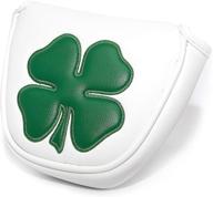 premium synthetic leather barudan golf headcover for odyssey 2ball putters, scotty cameron, taylormade, ping - green white shamrock magnetic mallet putter club cover protector logo