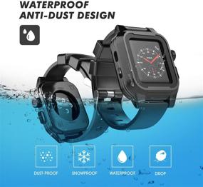 img 3 attached to Водонепроницаемый чехол для Apple Watch 38 мм - Mangix ударопрочный прочный защитный чехол с встроенным защитным экраном и мягкими ремешками (черный) - серии 3 и 2 38 мм.