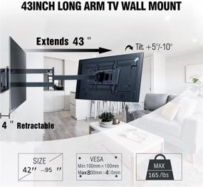 img 3 attached to 📺 For the Ultimate TV Viewing Experience: FORGING MOUNT Long Extension TV Mount with 43 inch Dual Articulating Arm, Full Motion Bracket for 42-95 inch Flat/Curve TVs, Holds up to 165 lbs, VESA800x400mm