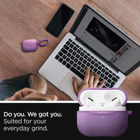 img 2 attached to 🎧 Чехол Spigen Urban Fit для Airpods Pro с карабином - фиолетовый текстиль | Стильная защита для ваших Airpods Pro