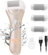 enerbridge electric foot file: rechargeable callus remover with 3 roller heads and led display logo