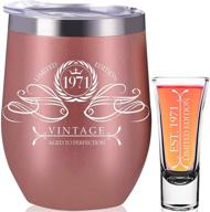 🎁 1971 50th birthday gifts for women - funny rose gold wine tumbler present ideas, stainless steel insulated shot glass - perfect 50th birthday decorations for her, wife, mom - 50 anniversary логотип