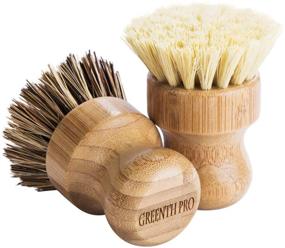 img 3 attached to Bamboo Round Palm Pot Brush Set - 3 Pack Mini Dish Brush with Union Fiber and Tampico Fiber, Durable Scrubber Cleaning Kit for Efficiently Cleaning Pots, Pans, and Vegetables