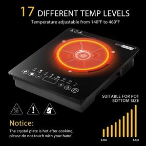 img 2 attached to 🔥 VIVOHOME Electric Portable Induction Cooktop – 120V, 1800W, 8 Preset Buttons, Sensor Touch Countertop Burner, 180-Min Countdown Timer, 0-24H Timing Start, Adjustable Temperature: 140 - 460℉