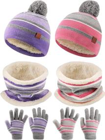 img 4 attached to 🧤 Stay Warm in Style: Boys' Winter Knitted Purple Beanie Gloves - Perfect Cold Weather Accessories