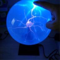 mesmerizing pelddy touch sound sensitive glass plasma ball lamp with crystal blue color globe design (8inches) logo