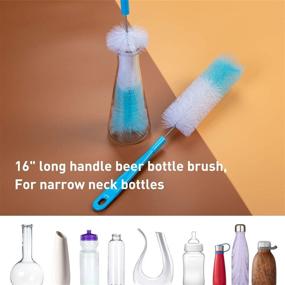 img 1 attached to Holikme 5 Pack Bottle Brush Cleaning Set: Efficiently Clean Narrow Neck Beer Bottles, Wine Decanter, Cups, Pipes, Hydro Flask Tumbler, Sinks, Cup Covers - White Long-Handle Brush Cleaner