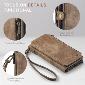 img 1 attached to 📱 Defencase Samsung Galaxy S21 Ultra Wallet Case - Durable PU Leather Magnetic Flip with Lanyard Strap, Wristlet, Zipper, Card Holder Phone Case for Galaxy S21 Ultra (Brown)