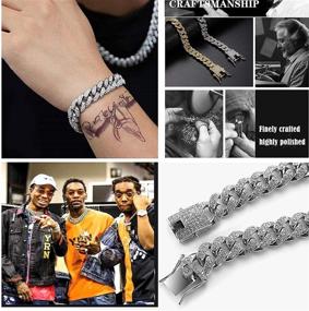 img 3 attached to 💎 13mm Honsny Miami Bling Cuban Link Chain Bracelet Anklet Bangle for Men, Women, Boys, and Girls - Iced Out Diamond Silver Necklace Chains, Hip Hop Gold Cuban Bracelet