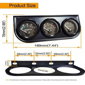 img 1 attached to 🔧 IZTOR 52mm 3-in-1 Triple Gauge Kit: Water Temp, Oil Temp, and Oil Press for Cars/Trucks/Tractors/Marine Engines