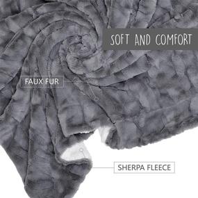 img 2 attached to 🛋️ Soft Fuzzy Faux Fur Throw Blanket - Lightweight Cozy Bed Blanket with Reversible Sherpa Fleece: Elegant Embossed Design for Couch, Sofa, Bed, and Living Room Decor (50×60 inches) in Gray