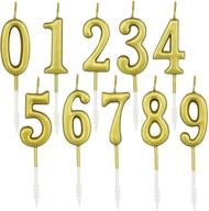 🎂 beanlieve 10-pieces glitter numeral birthday candles - cake topper decoration with numbers 0-9 for birthday, wedding anniversary, party celebration (gold) logo