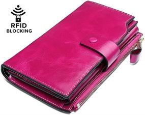 img 3 attached to 👛 YALUXE Women's Genuine Leather RFID Blocking Wallet - Large Capacity Luxury Wax Clutch with Multi Card Organizer