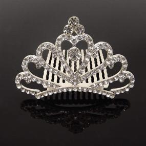 img 3 attached to 💎 Sparkling Crystal Rhinestone Princess Tiara Comb for Flower Girls Hair Accessories