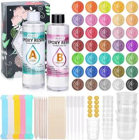 img 4 attached to 💎 Resin Supplies Kit: 35 Color Pigment Mica Powders, 15.5OZ Crystal Clear Epoxy Resin Tools & Accessories - Ideal for DIY Beginners, Art Craft Casting, Jewelry Making, Coating Resin Starter - Perfect Gift