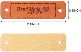 img 3 attached to 🏷️ Xuniea 30-Piece Handmade with Love Heart PU Leather Tags: Perfect Labels for DIY Craft Sewing, Crochet, Knitting Hats Supplies - Brown, Black, White