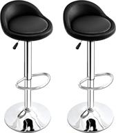 joiscope home bar chair set of 2: adjustable swivel 🪑 stools with back, pu leather dining chairs for kitchen counter, e-style, black logo