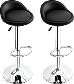 img 4 attached to JOISCOPE Home Bar Chair Set of 2: Adjustable Swivel 🪑 Stools with Back, PU Leather Dining Chairs for Kitchen Counter, E-Style, Black