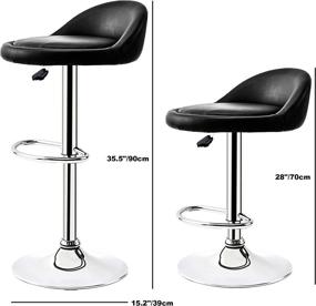 img 3 attached to JOISCOPE Home Bar Chair Set of 2: Adjustable Swivel 🪑 Stools with Back, PU Leather Dining Chairs for Kitchen Counter, E-Style, Black