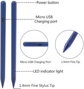 img 1 attached to 🖊️ Rechargeable Stylus Pen for iPad and iPhone - Navy Blue. 1.4mm Fine Tip for Drawing and Writing.