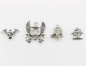 img 1 attached to 🎃 Yansanido 100pcs Mixed Skulls Masks Halloween Charms Pendants - Craft Supplies Charms for Jewelry Making and Crafting - Antique Silver Halloween Collection - DIY Charms (100 pcs Mixed Skull Silver)