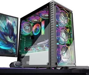 img 3 attached to MUSETEX 6-Piece 120mm ARGB Fans & USB 3.0 ATX Mid-Tower Chassis Gaming 🖥️ PC Case with Dual Tempered Glass Panels, Windows Computer Case for Gaming Desktop (G05S6-HB)