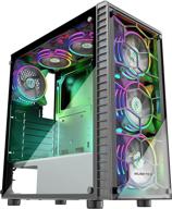 musetex 6-штучный корпус для геймерского пк atx mid-tower с 120-мм argb-вентиляторами и usb 3.0, с двумя закаленными стеклянными панелями, корпус для игрового компьютера с windows для игрового стола (g05s6-hb) логотип