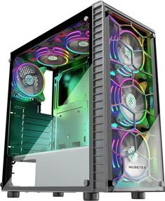 img 4 attached to MUSETEX 6-штучный корпус для геймерского ПК ATX Mid-Tower с 120-мм ARGB-вентиляторами и USB 3.0, с двумя закаленными стеклянными панелями, корпус для игрового компьютера с Windows для игрового стола (G05S6-HB)