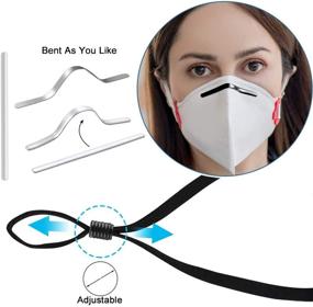 img 2 attached to 🎭 Adjustable Buckle Ear Loops for Masks: 100pcs Stretchy Mask Earloop Lanyard Rope with 50pcs Nose Bridge, Black & White - DIY Mask Making Supplies