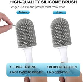 img 2 attached to Moregosu Toilet Brush and Holder Set: Efficient Silicone Brush for Sparkling Clean Toilets (White)