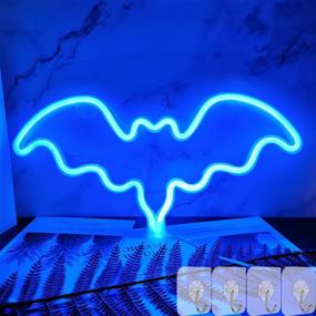 img 3 attached to 🦇 Eye-Catching YIVIYAR Pink Bat Halloween Neon Light: Decorative LED Night Light for Bedroom, Room Party, and Halloween Decor with 4 Hooks!