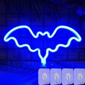 img 4 attached to 🦇 Eye-Catching YIVIYAR Pink Bat Halloween Neon Light: Decorative LED Night Light for Bedroom, Room Party, and Halloween Decor with 4 Hooks!