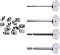 💎 hypoallergenic stainless steel earring posts for jewelry making - 400pcs flat pad studs with butterfly backs (4mm) logo